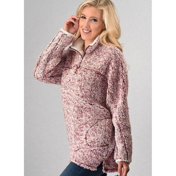 Sherpa pullover with front zip up & side pockets - Picture 2 of 4